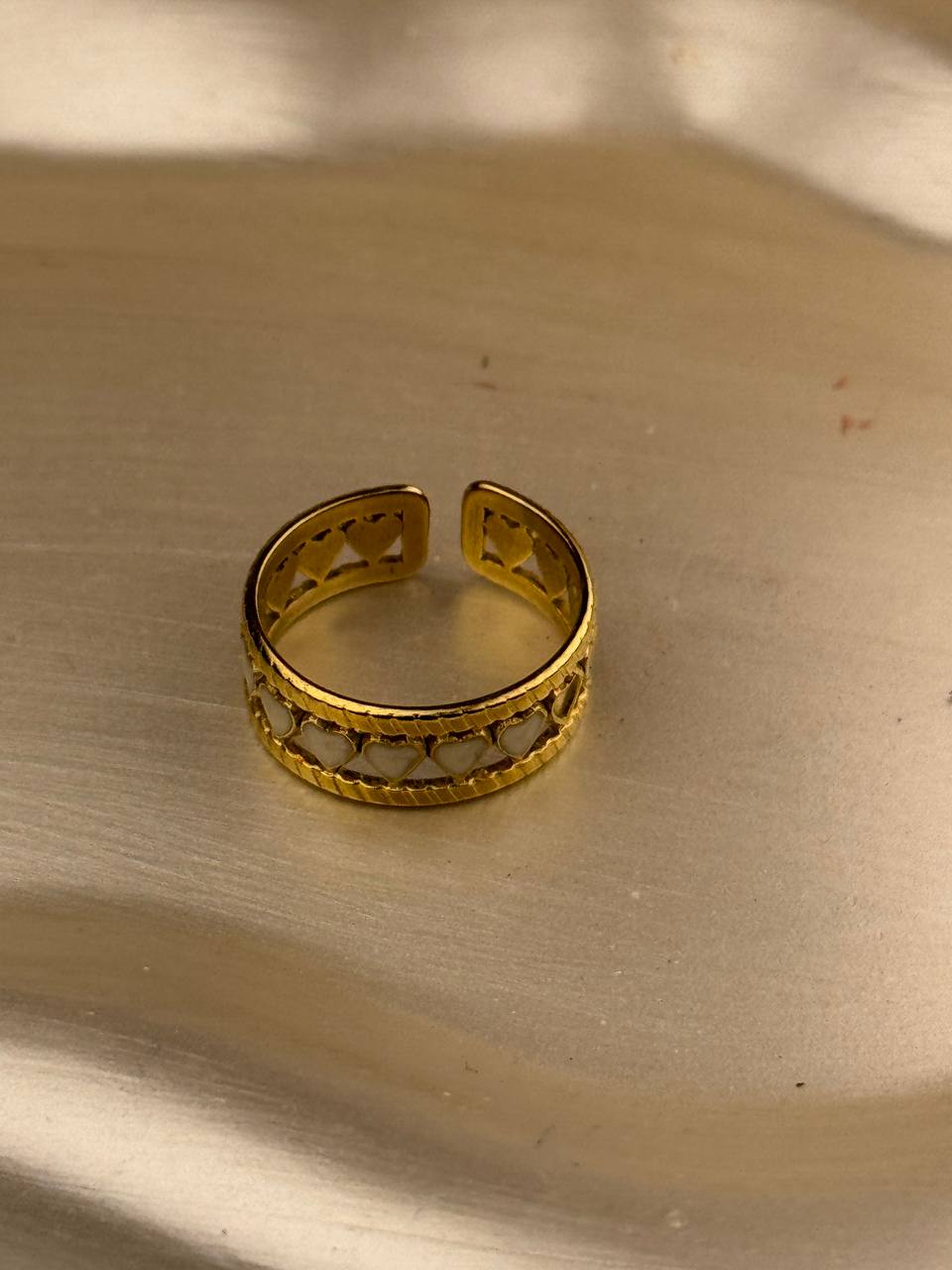 Mini White Hearts Ring